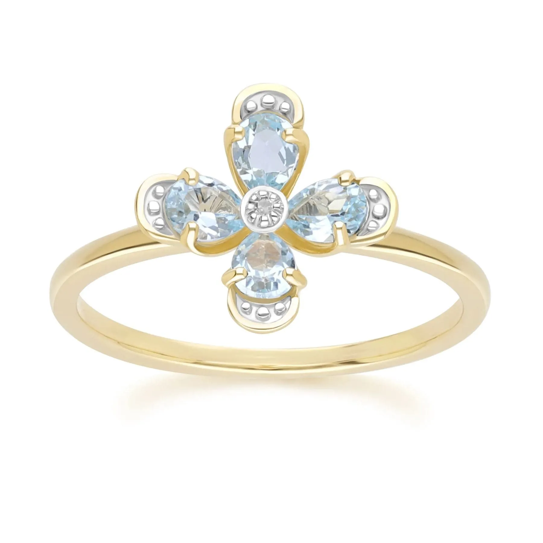 Floral Topaz & Diamond Ring in 9ct Yellow Gold sold by Gemondo Jewellery