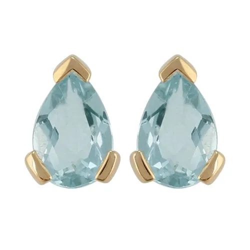 Classic Pear Aquamarine Single Stone Stud Earrings & Pendant Set in 9ct Gold sold by Gemondo Jewellery product image thumbnail 2