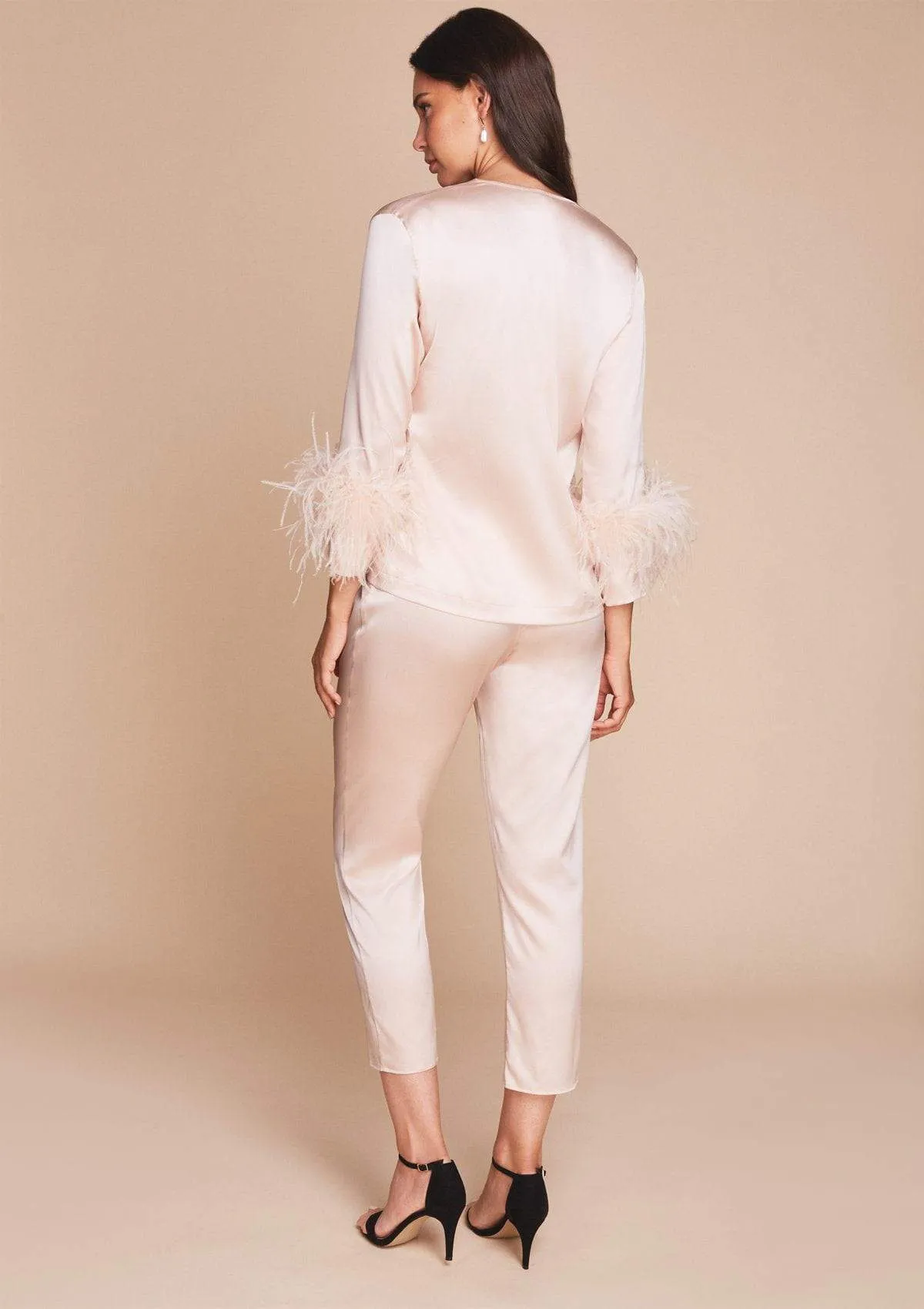 Pink Feather Trim Pyjama Set sold by Gilda & Pearl product image thumbnail 4