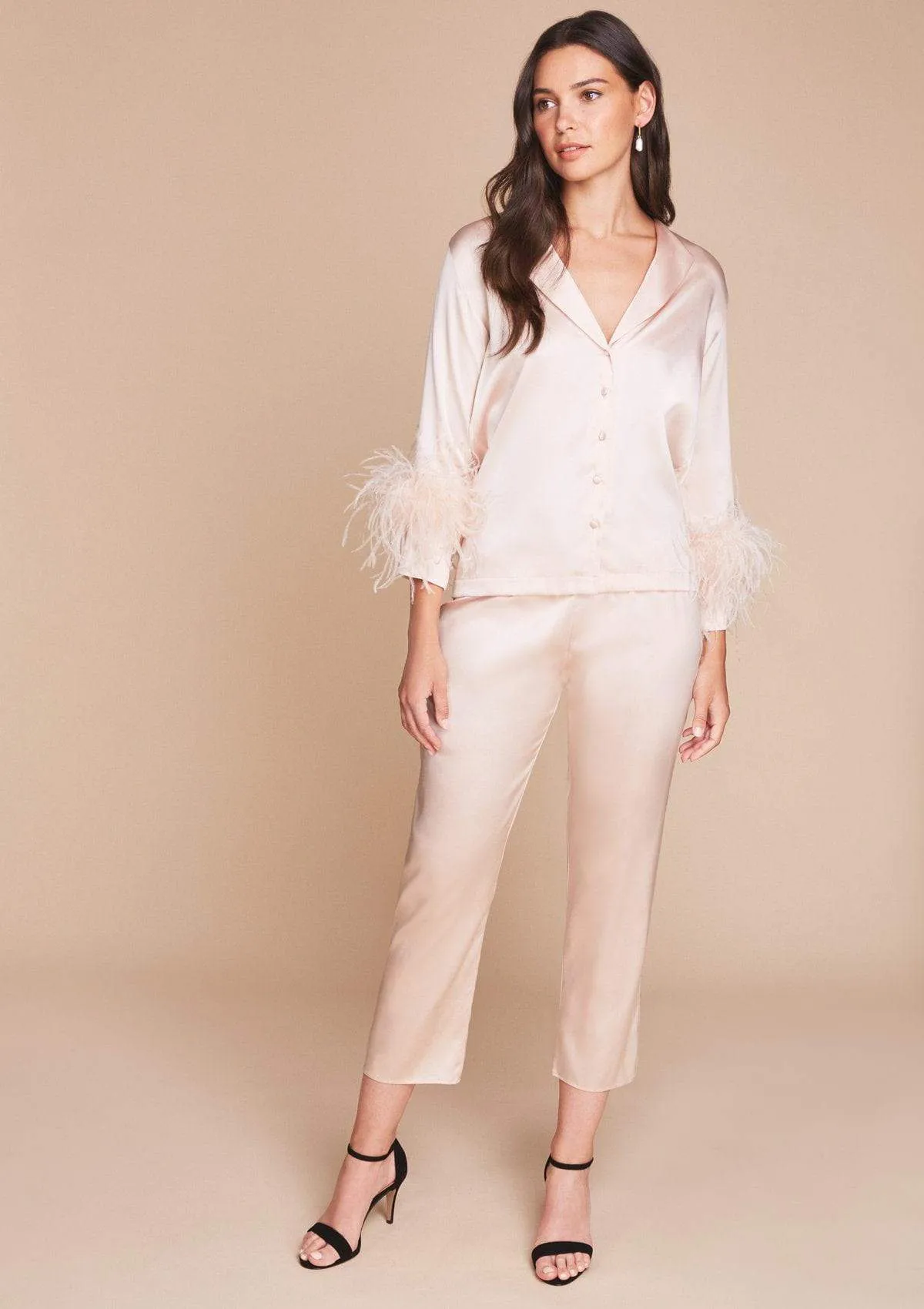 Pink Feather Trim Pyjama Set sold by Gilda & Pearl product image thumbnail 2