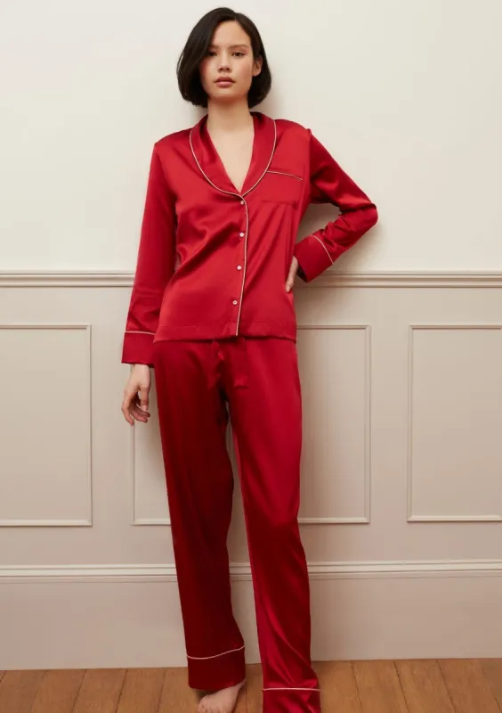 Backstage Red Silk Pyjama sold by Gilda & Pearl