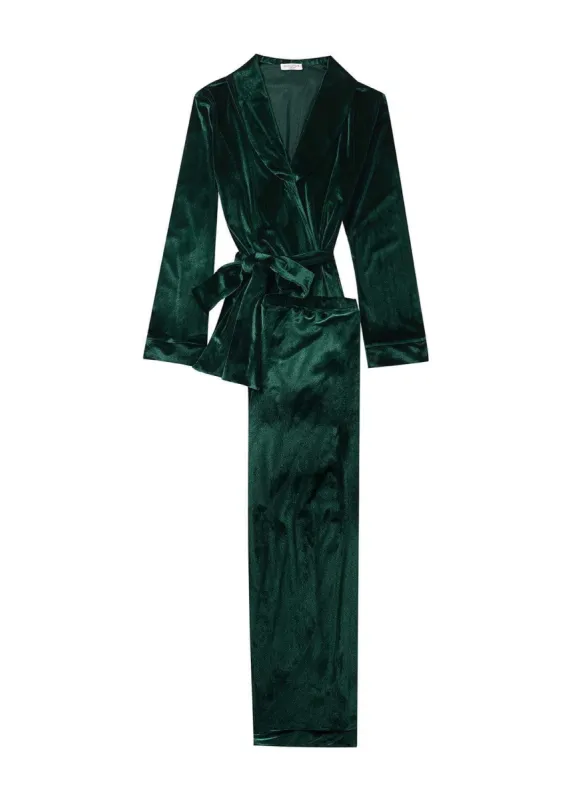 Saratoga Emerald Velvet Pyjama sold by Gilda & Pearl