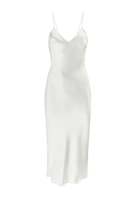 Sophia Midi Silk Slip Dress Ivory sold by Gilda & Pearl