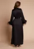 Camille Feather Trim Silk Robe sold by Gilda & Pearl