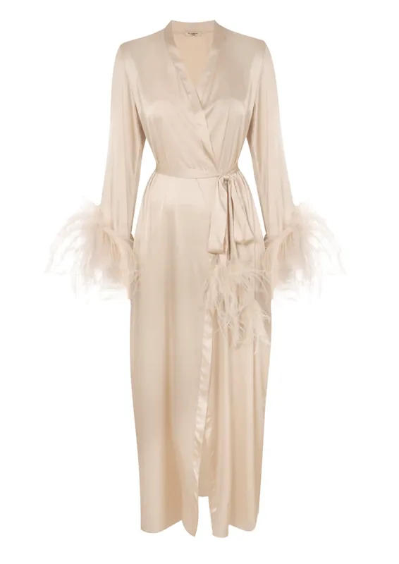 Camille Feather Trim Robe sold by Gilda & Pearl