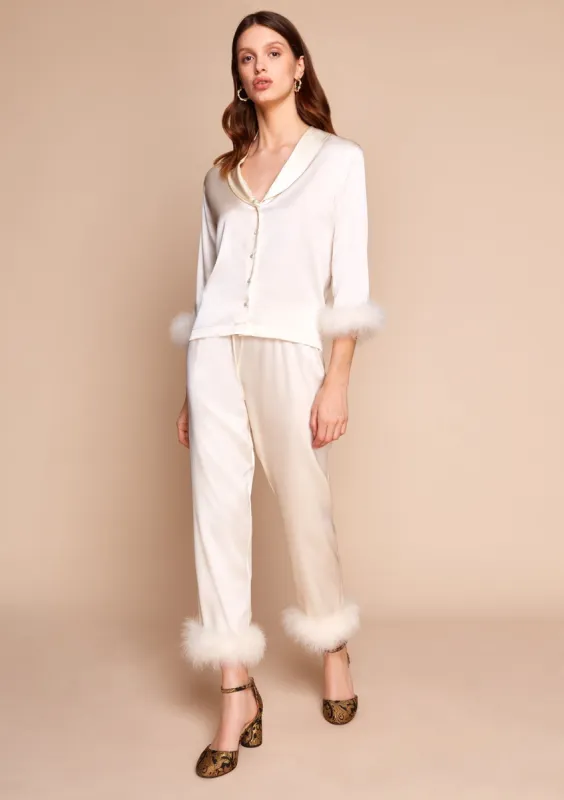 Celeste Silk and Feather Pyjama Set sold by Gilda & Pearl