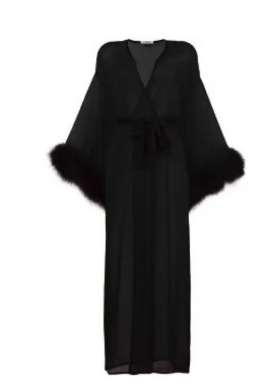 Diana Black Long Kimono Robe sold by Gilda & Pearl