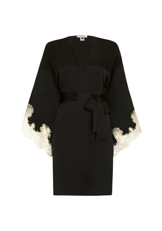 Mayfair Black Silk Short Kimono sold by Gilda & Pearl