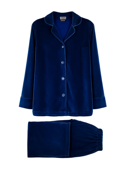 Sapphire Velvet Pyjama sold by Gilda & Pearl