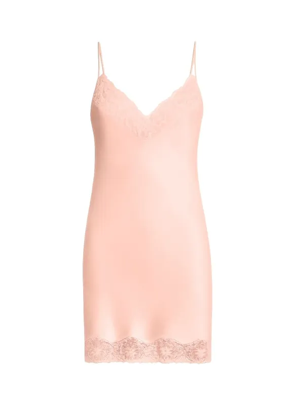 Pink Lemonade Short Silk Slip with Lace sold by Gilda & Pearl