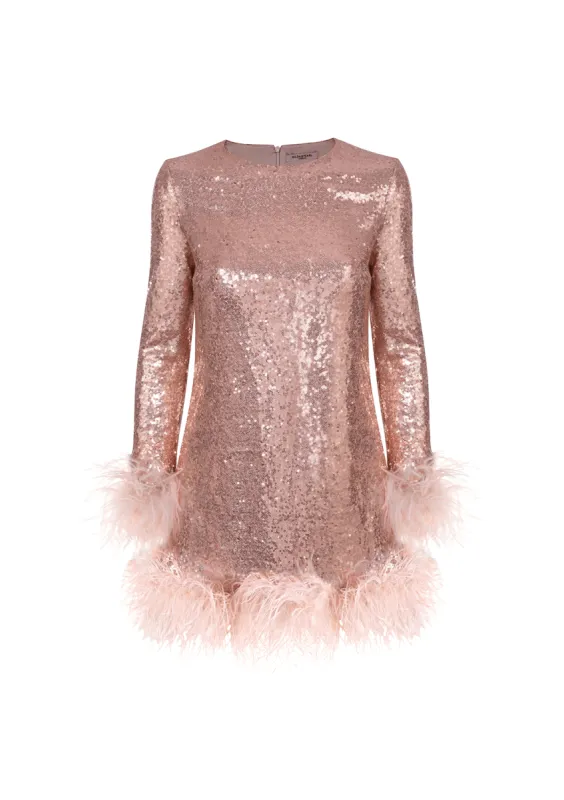 Seraphina Sequin and Feather Dress sold by Gilda & Pearl