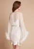 Diana Silk and Marabou Feather Robe in Ivory White sold by Gilda & Pearl