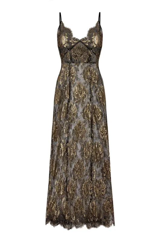 Black Lace Long Slip made by Gilda & Pearl