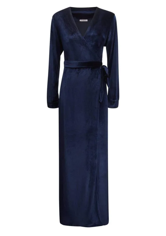 Saratoga Sapphire Velvet Robe sold by Gilda & Pearl