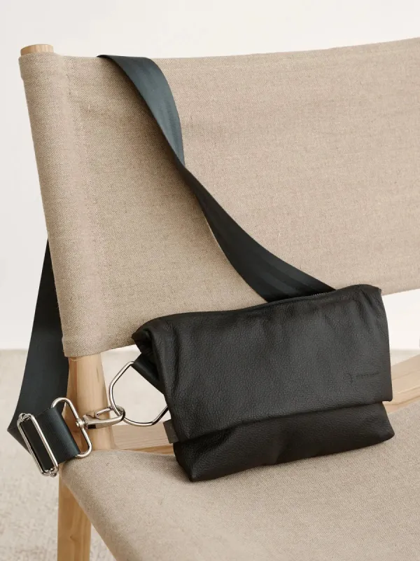 PILKE belt bag, black leather sold by Globe Hope