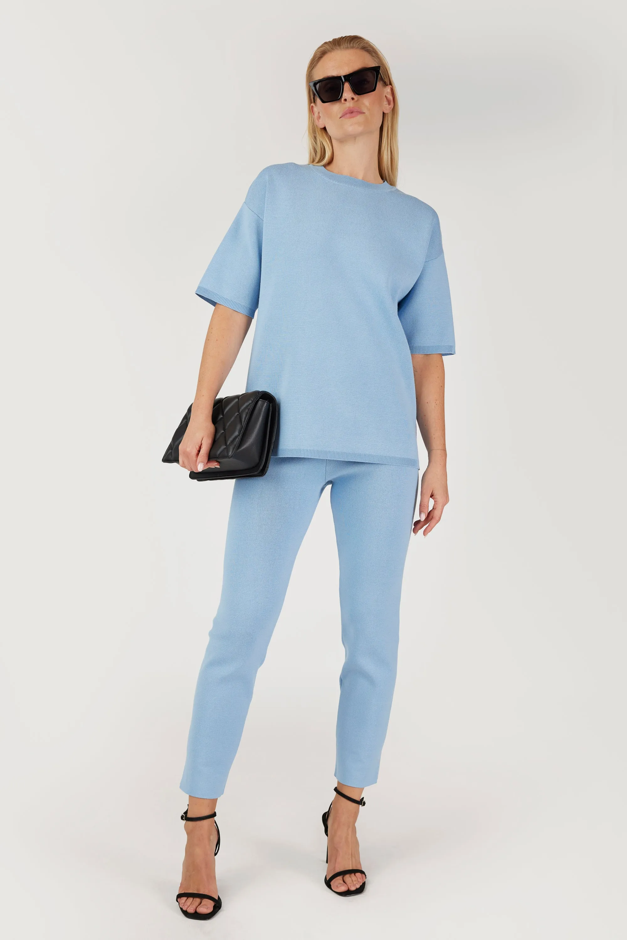 GOMAYE GMSONNY LONG KNITWARE TROUSERS PALE BLUE sold by Gomaye