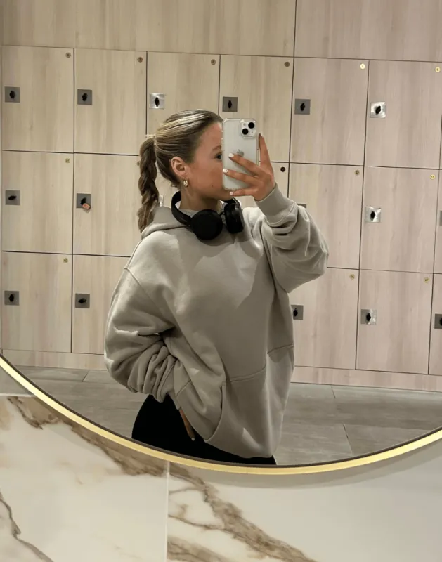 The Oversized Pullover Hoodie in Ashwood sold by Gym+Coffee