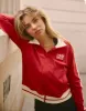 Varsity Jacket in Crimson Red sold by Gym+Coffee