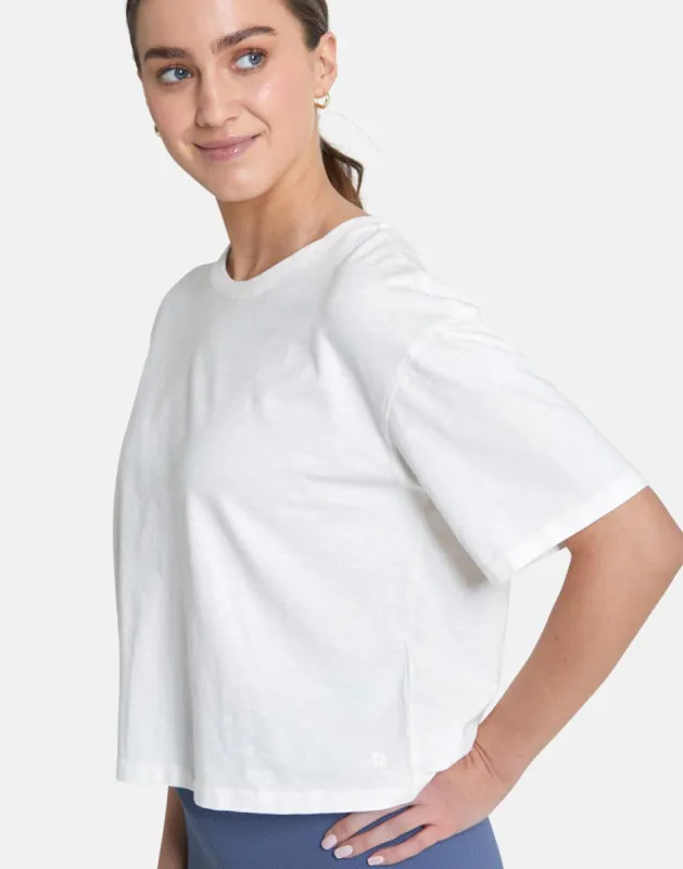 Boyfriend Crop Tee in Ivory White sold by Gym+Coffee