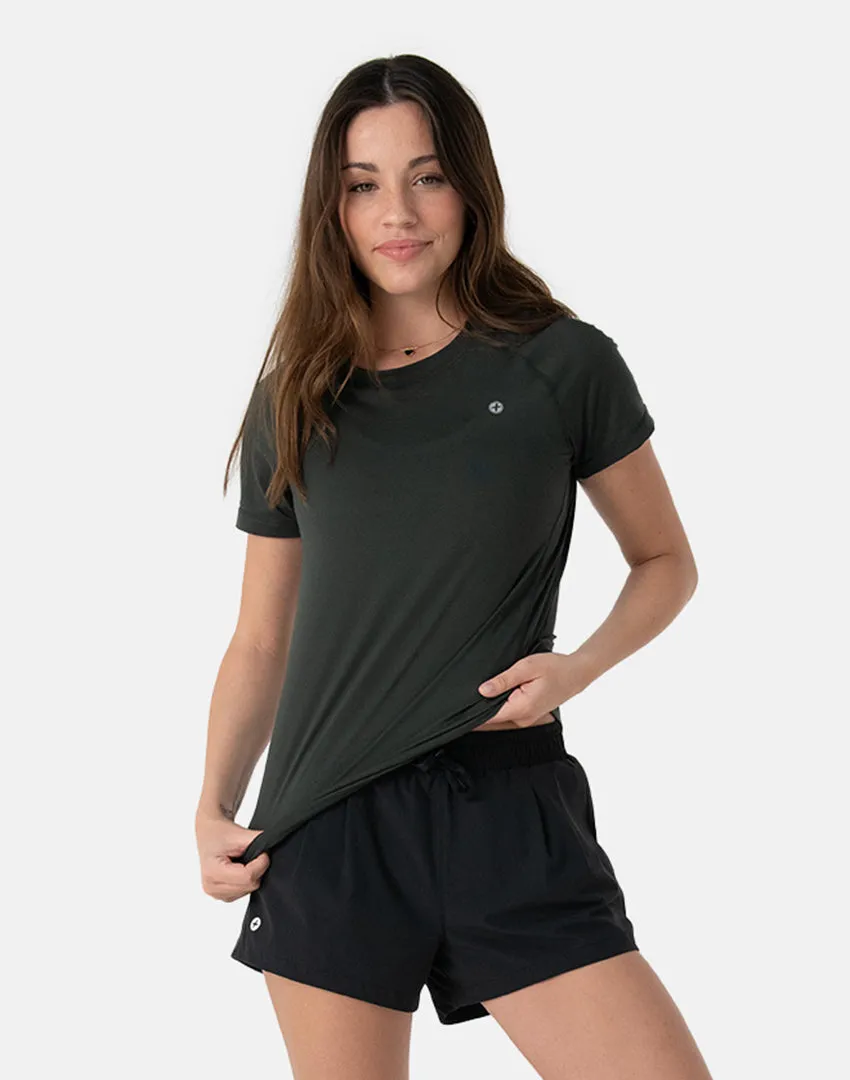 Relentless Tee in Khaki sold by Gym+Coffee