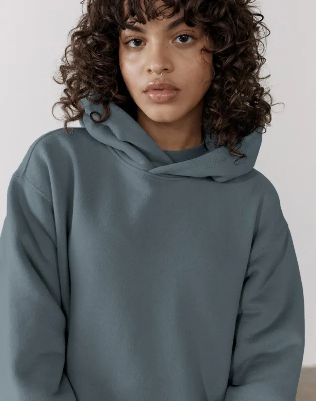 The Oversized Pullover Hoodie in Slate Grey sold by Gym+Coffee