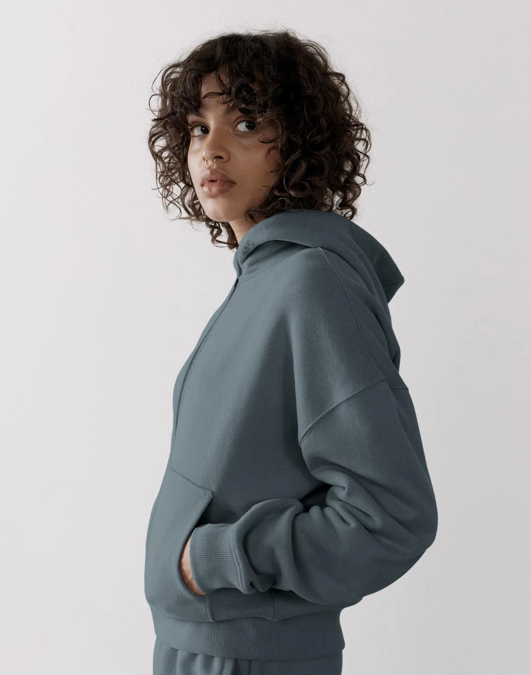 The Womens Full Zip Hoodie in Slate Grey sold by Gym+Coffee product image thumbnail 5