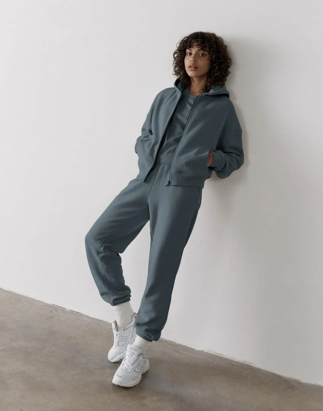 The Womens Full Zip Hoodie in Slate Grey sold by Gym+Coffee