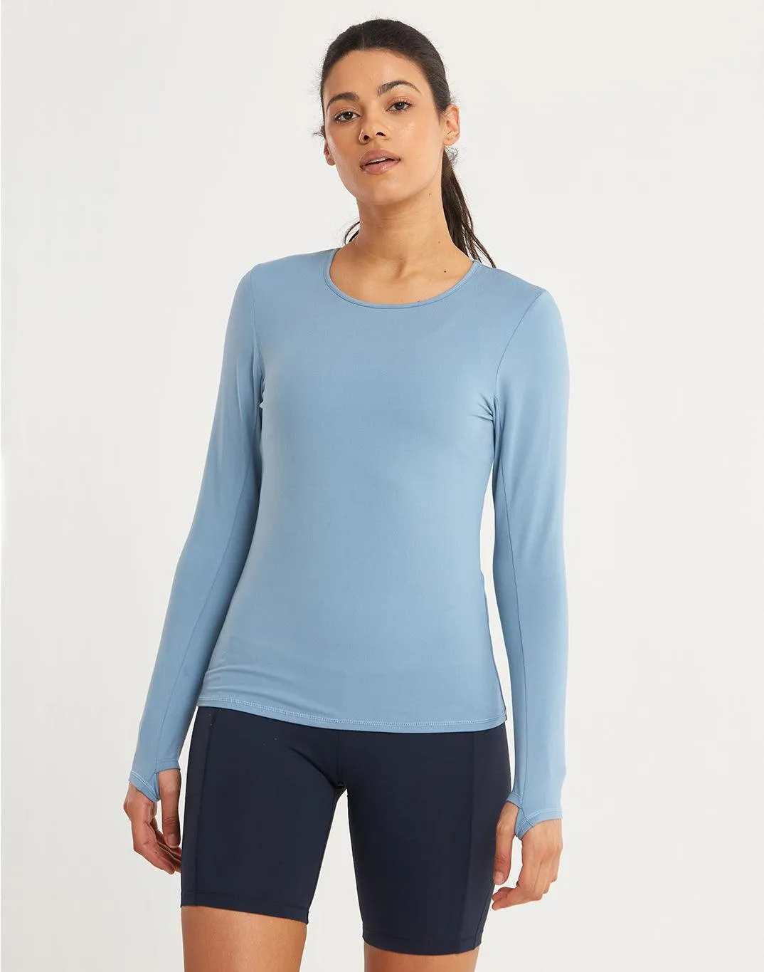 Womens Advantage Open Back Long Sleeve Tee in Cornflower Blue sold by Gym+Coffee product image thumbnail 2