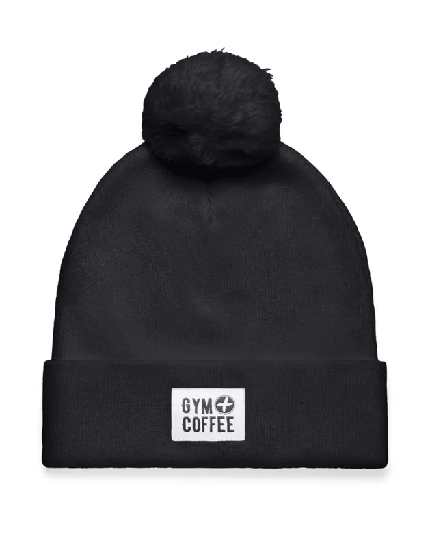 Knit Bobble Beanie in Black sold by Gym+Coffee