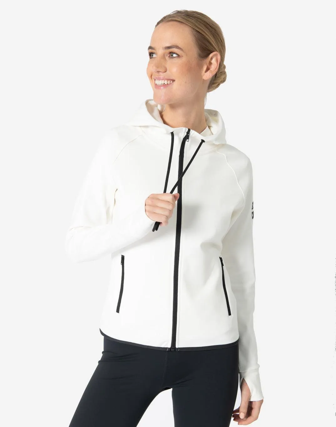 Chill Zip Hoodie in Ivory White sold by Gym+Coffee