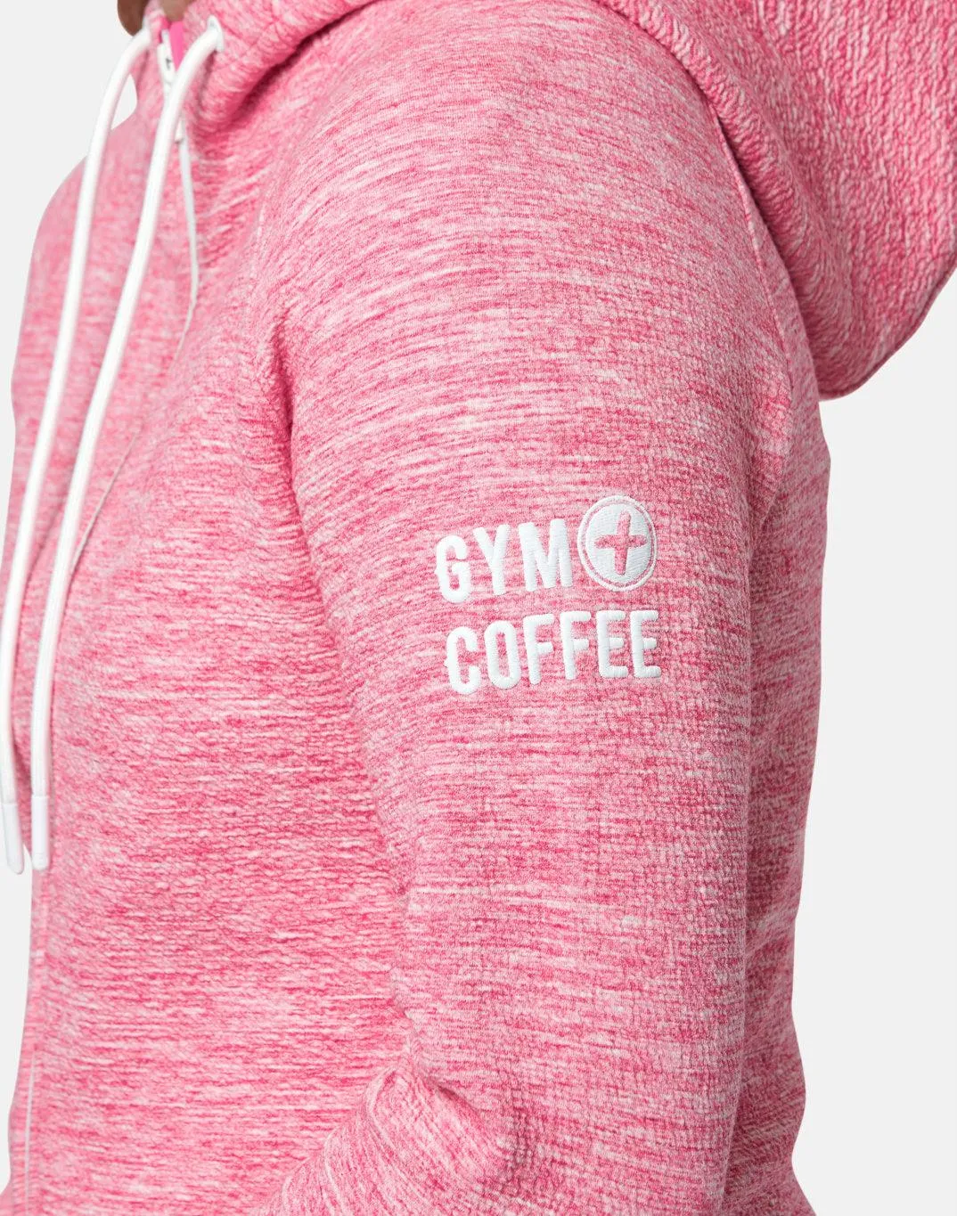 Pink Fleck Zip Crop Hoodie sold by Gym+Coffee product image thumbnail 2