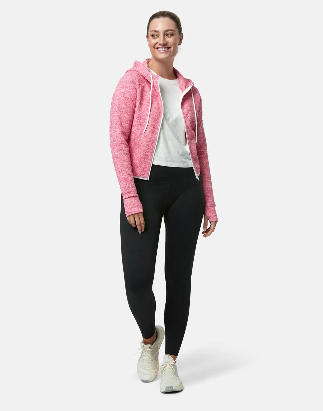 Pink Fleck Zip Crop Hoodie sold by Gym+Coffee product image thumbnail 3