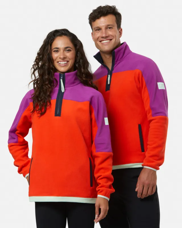 Half Zip Polar Fleece in Very Berry sold by Gym+Coffee