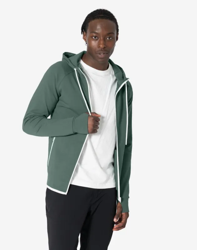 Chill Zip Hoodie in Fern Green sold by Gym+Coffee