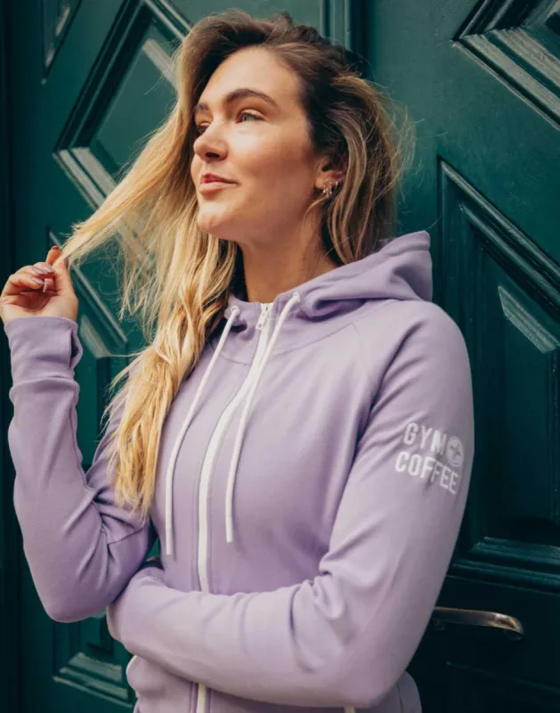 Chill Zip Hoodie in Lilac sold by Gym+Coffee