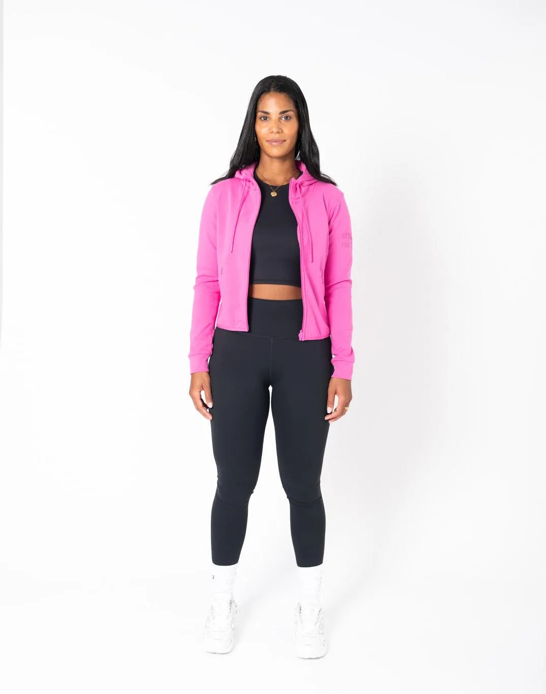 Chill Crop Zip Hoodie in Empower Pink sold by Gym+Coffee product image thumbnail 3