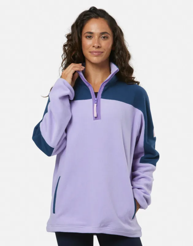 Half Zip Polar Fleece in Lilac sold by Gym+Coffee