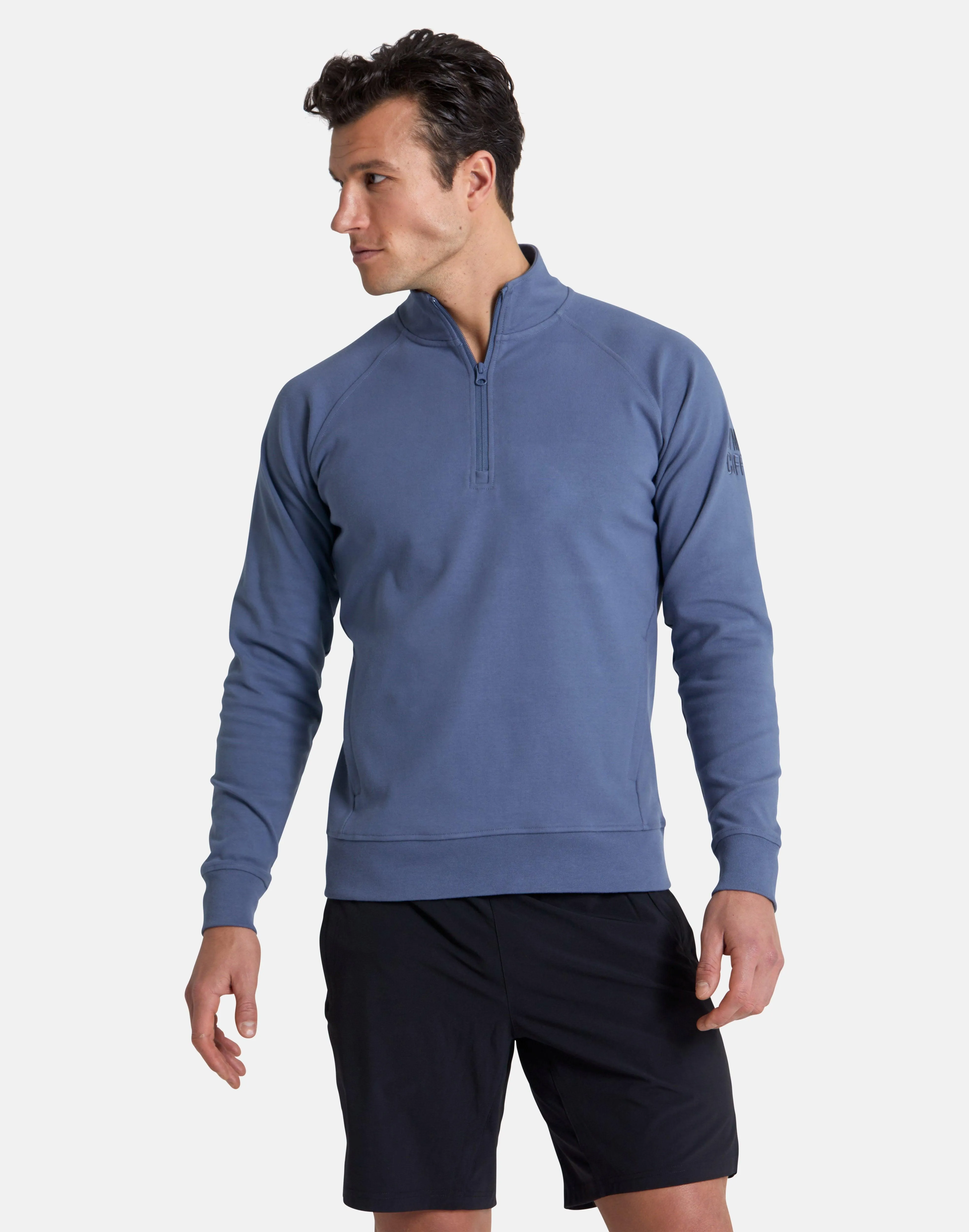 Chill Half Zip in Thunder Blue sold by Gym+Coffee
