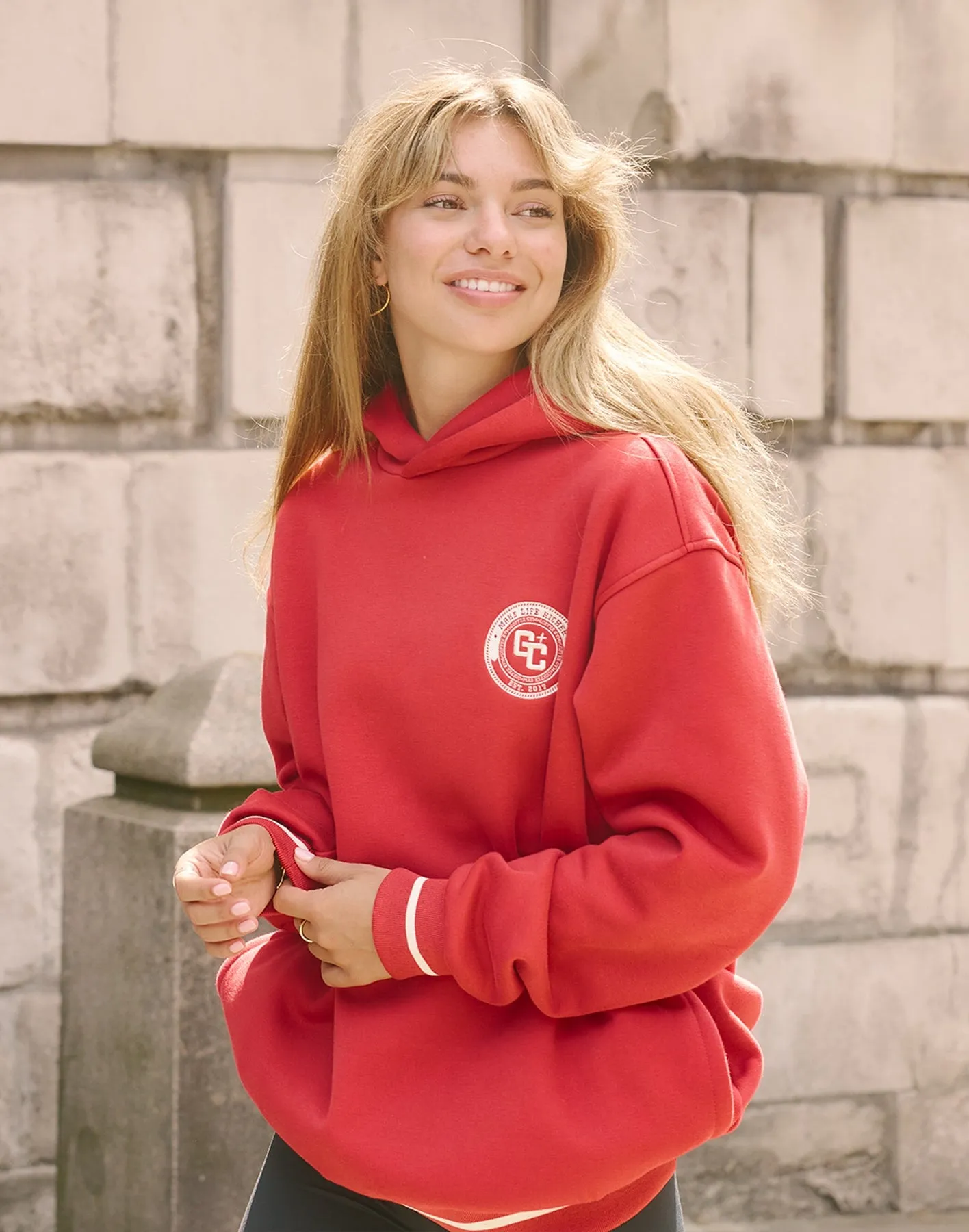 Varsity Hoodie in Crimson Red sold by Gym+Coffee product image thumbnail 4