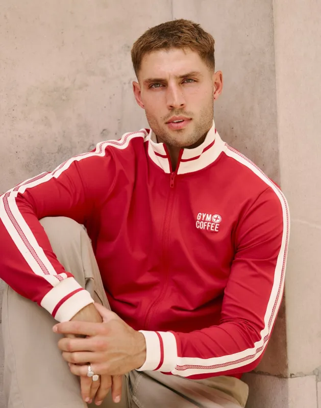 Varsity Jacket in Crimson Red sold by Gym+Coffee