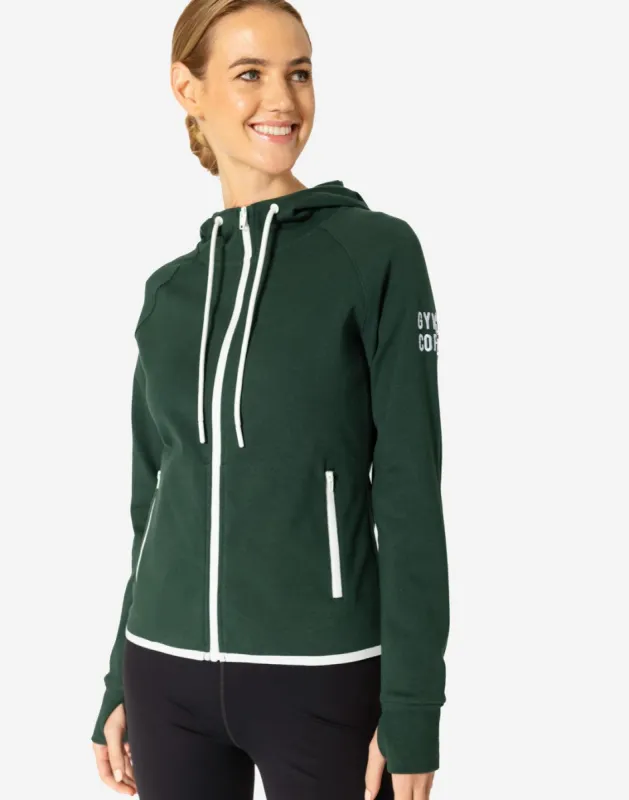 Chill Zip Hoodie in Mountain Green sold by Gym+Coffee