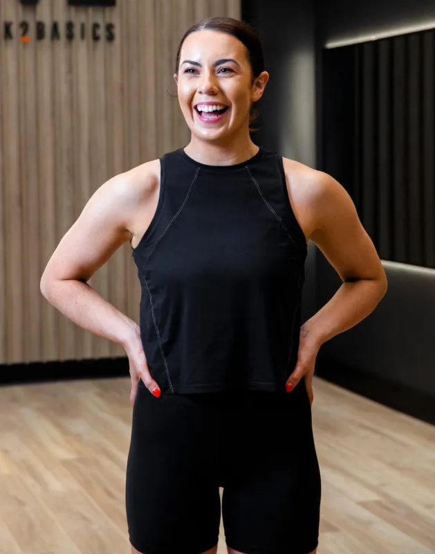 Kin Active Crop Tank in Black sold by Gym+Coffee