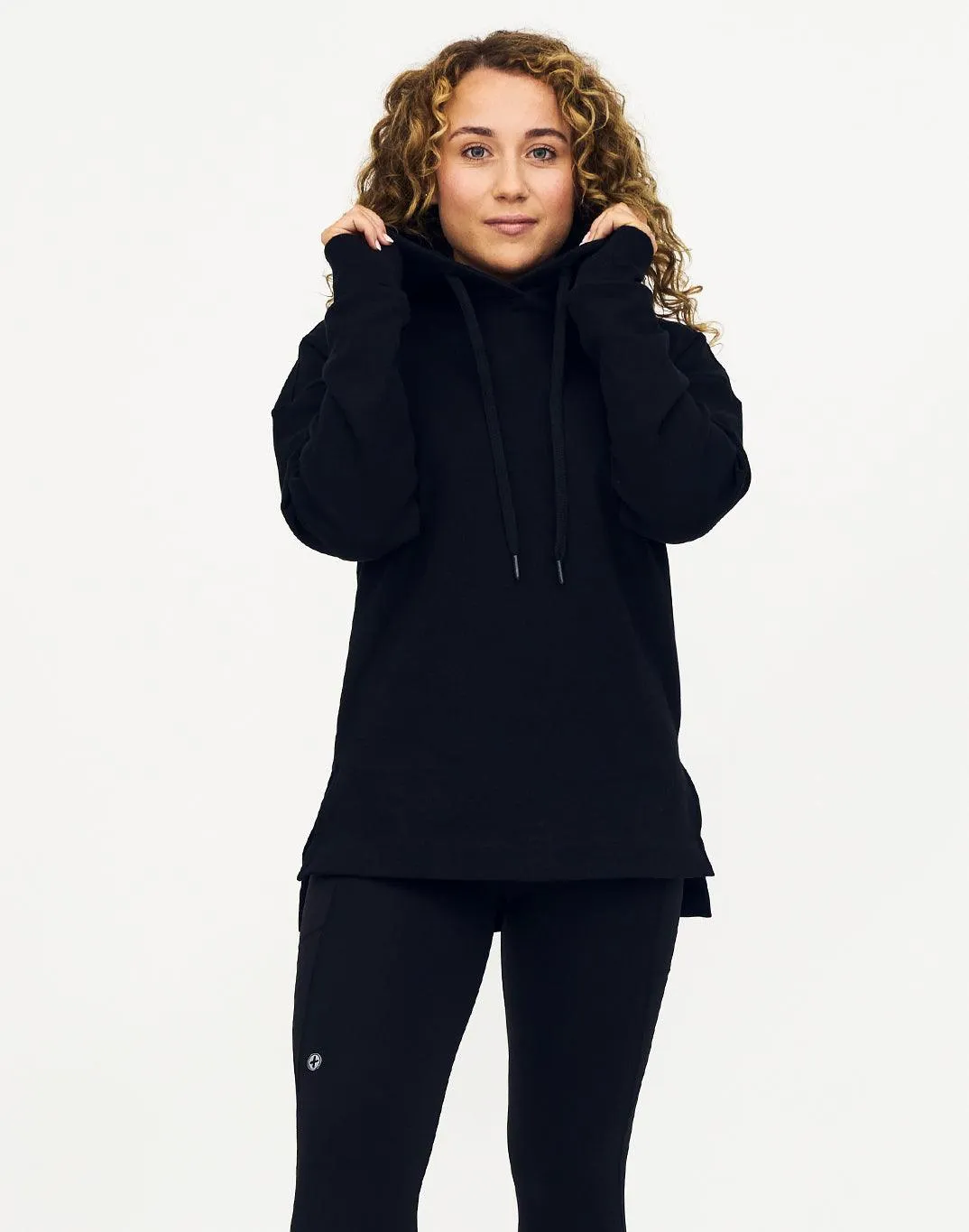 Longline Pullover Hoodie in Black sold by Gym+Coffee