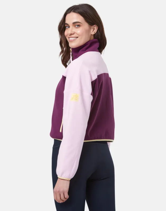 Half Zip Crop Polar Fleece in Burgundy sold by Gym+Coffee