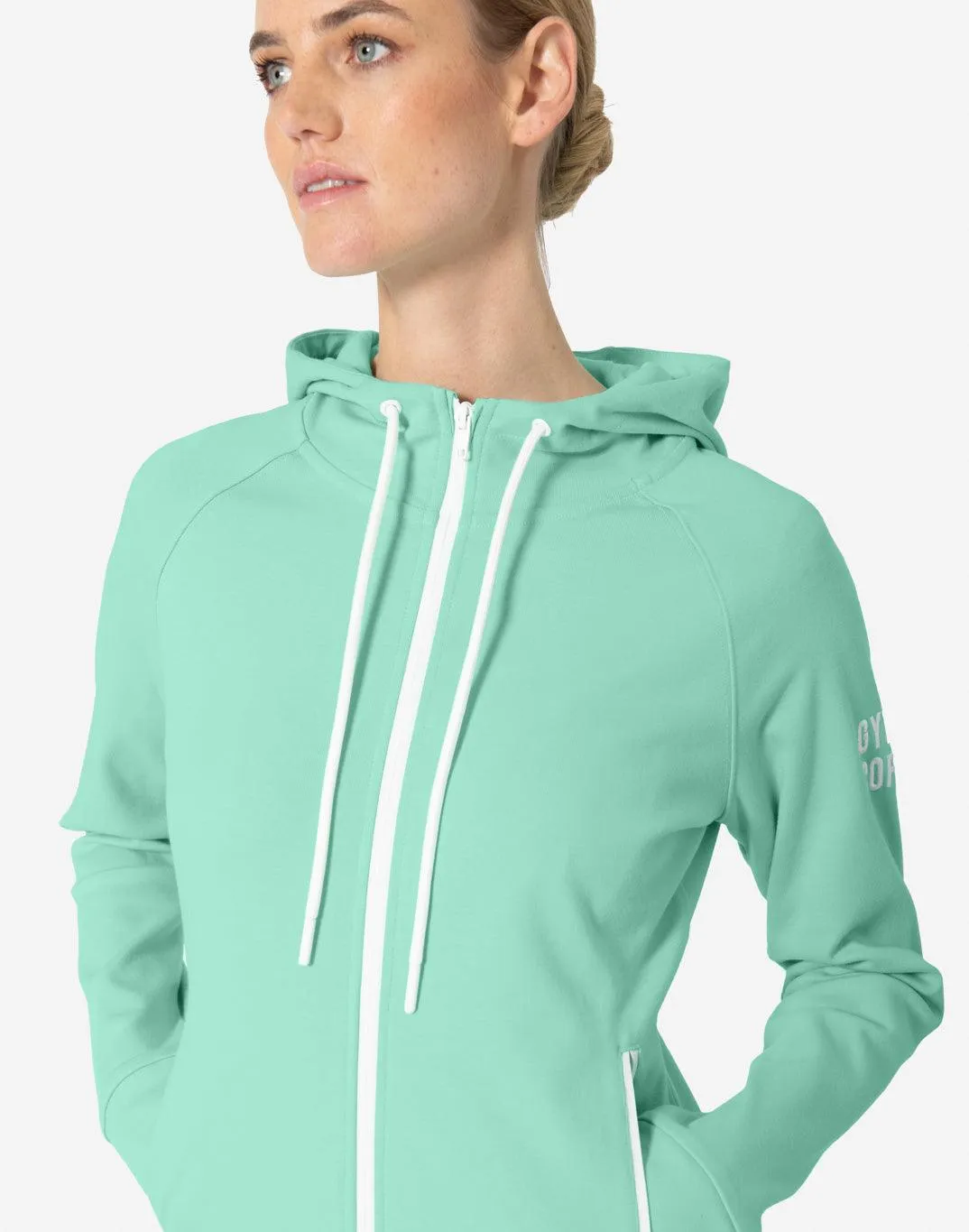 Chill Zip Hoodie in Frosty Mint sold by Gym+Coffee