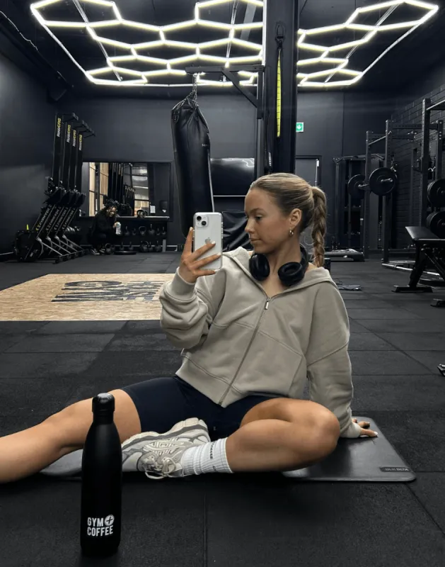 The Womens Full Zip Hoodie in Ashwood sold by Gym+Coffee