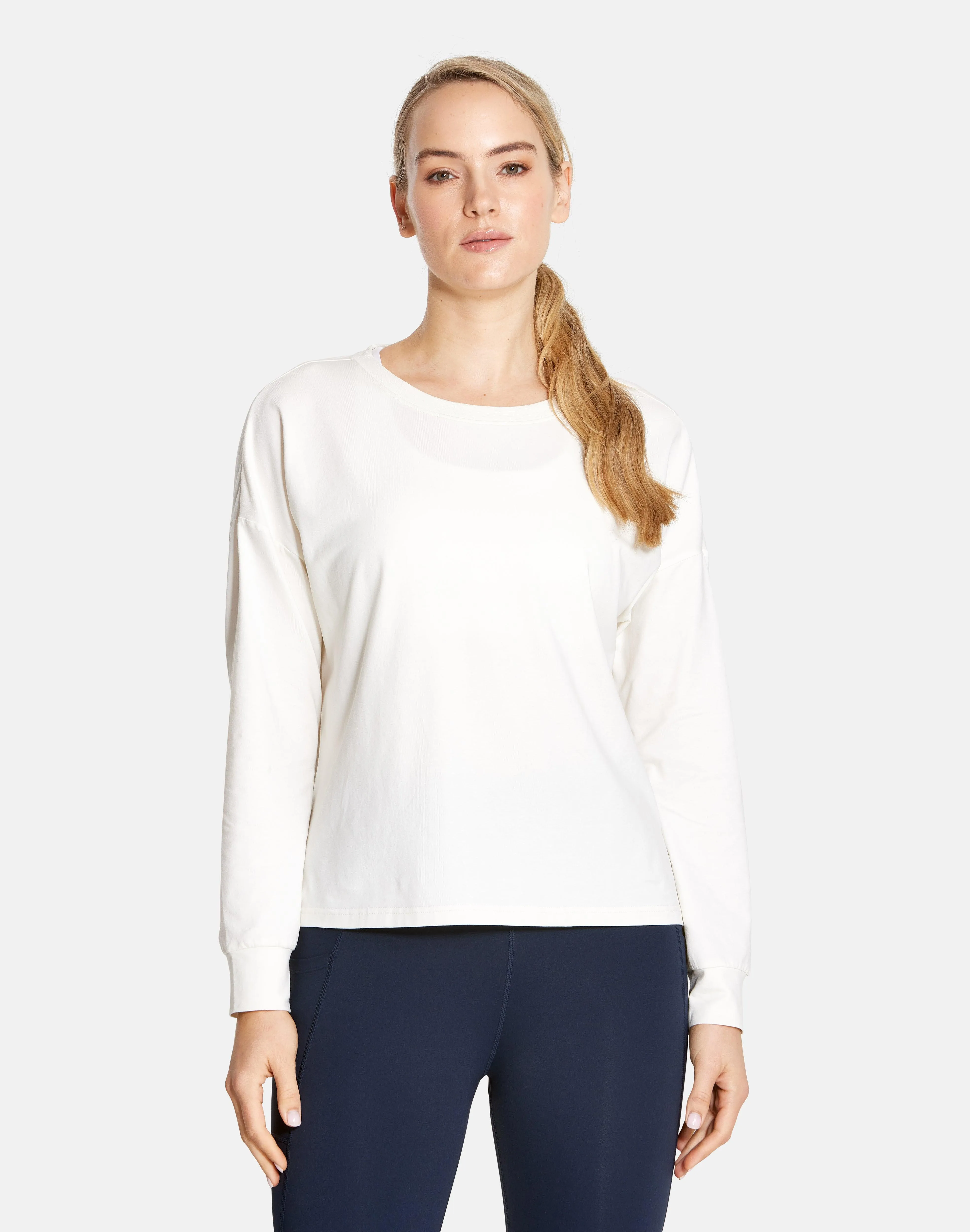 Dolman Long Sleeve in Cloud sold by Gym+Coffee