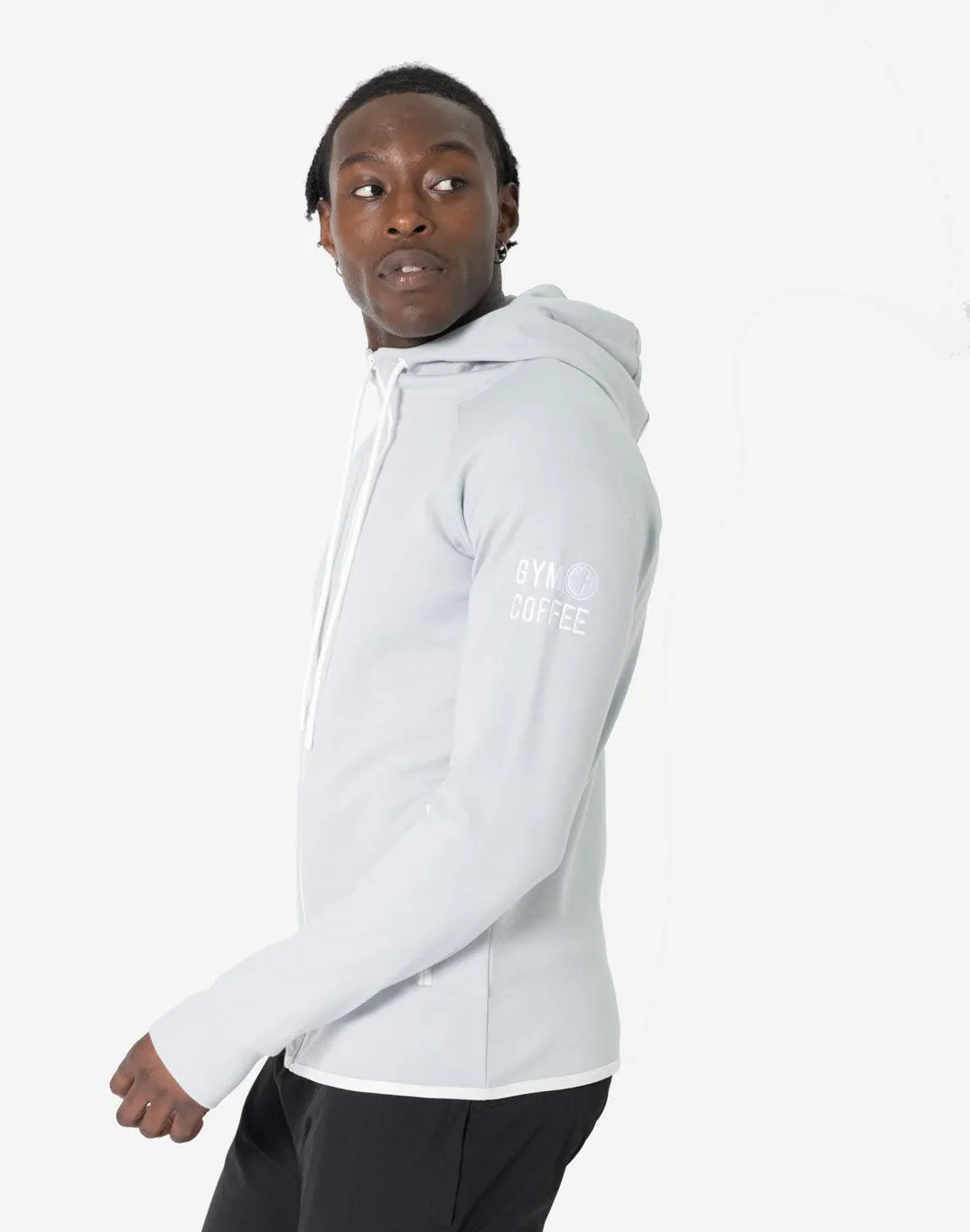 Chill Zip Hoodie in Silver sold by Gym+Coffee