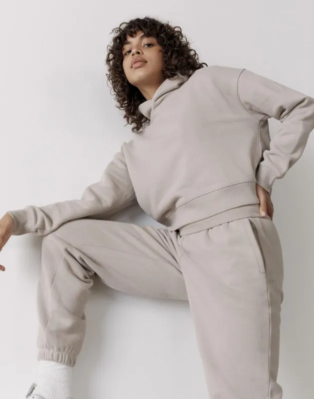 The Womens Pullover Crop Hoodie in Ashwood sold by Gym+Coffee