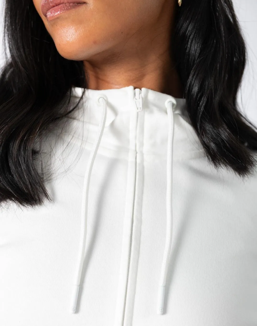 Chill Crop Zip Hoodie in Ivory White sold by Gym+Coffee product image thumbnail 3